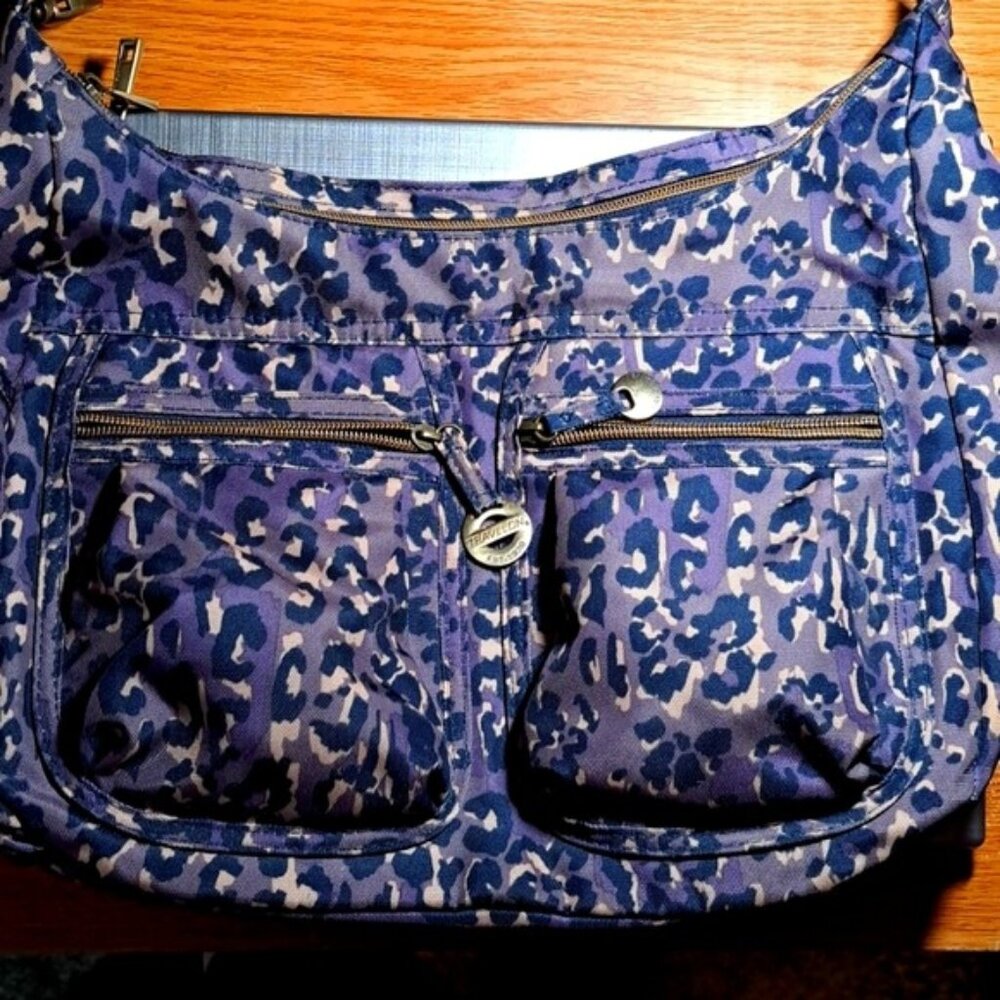 Travelon Purple Leopard Anti-Theft Crossbody Hobo Bag